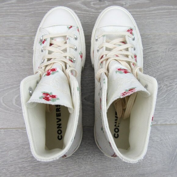 Converse Chuck Taylor Lift Platform Rose Cross Stitch Womens Size 8 NEW - Picture 10 of 15